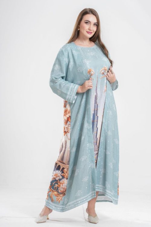 Dubai Theme Green Abaya with inner dress