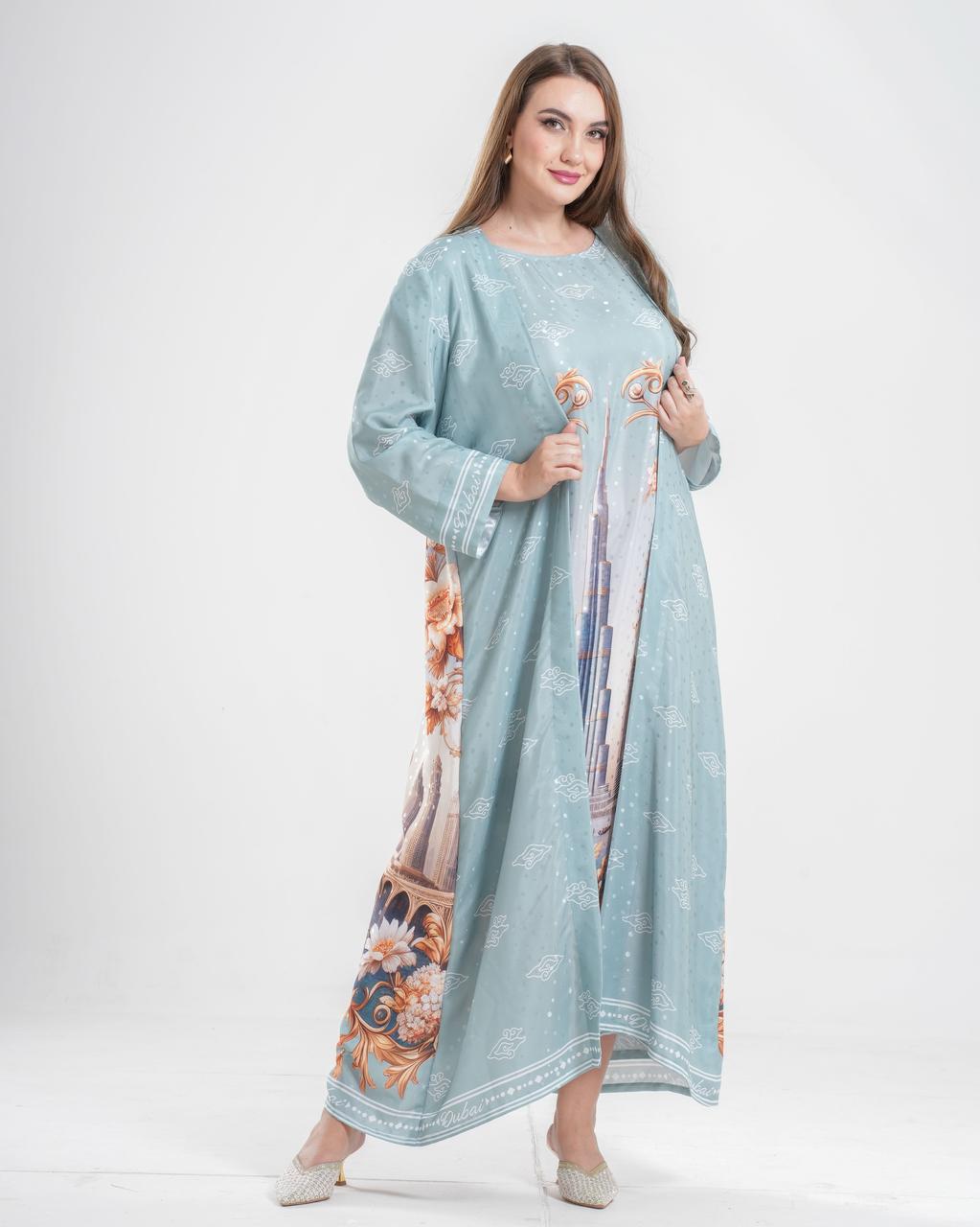 Dubai Theme Green Abaya with inner dress