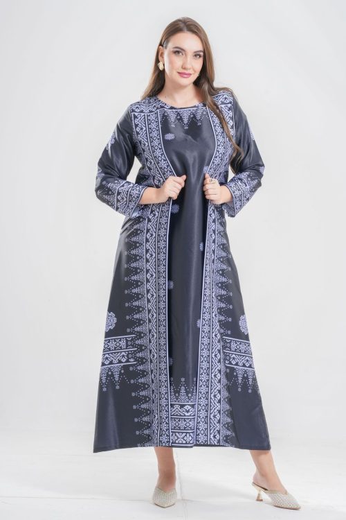Dubai Theme Black and Silver Abaya with inner dress